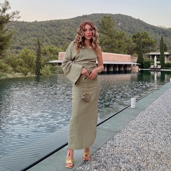 ZARA Asymmetrical Linen Blend Dress - Picture 16 of 16